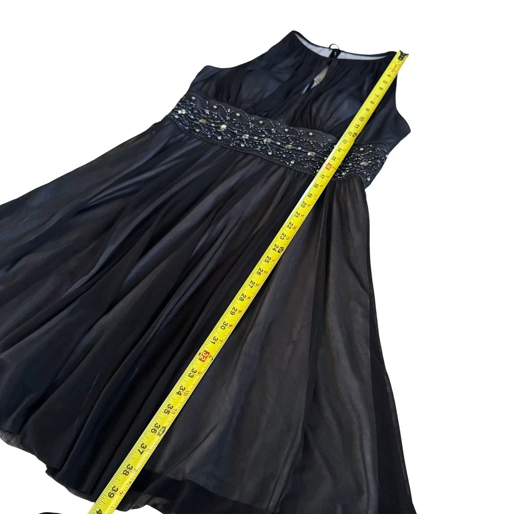 La Nouvelle Renaissance Black dress Beaded Waist Keyhole Size 12 HOCO Semi Fairy